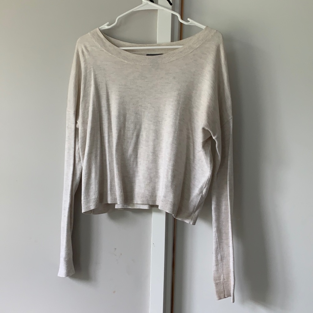 Wide neck cropped Gap long sleeve sweater